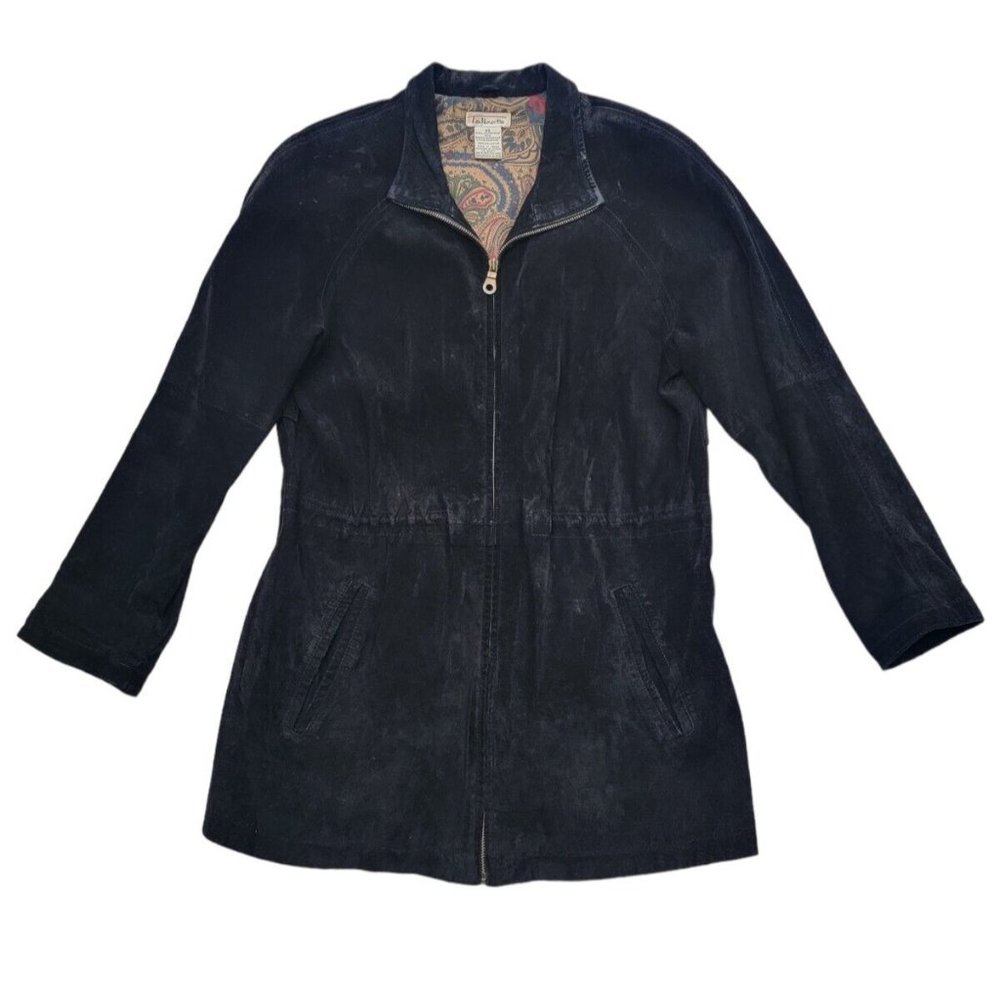Talbots Genuine Leather Black Zip Women's Jacket Size- XS